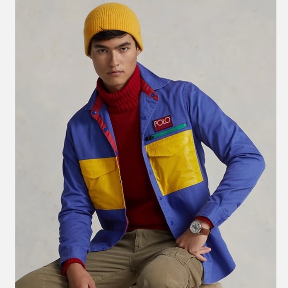 RARE Vintage Polo Sport Ralph Lauren Button Up Shirt Jacket Colorblock - Picture 1 of 16